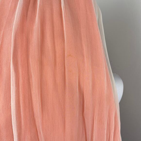 Vintage 60s Orange Empire Waist Sleeveless Chiffon Maxi Gown - Picture 12 of 12